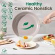 Chef Power Ceramic Nonstick Pots and Pans Set 19 Piece with Detachable Handle, Mocca Taupe