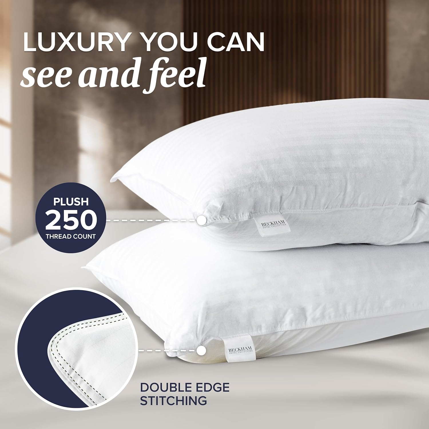 Beckham Hotel Collection Bed Pillows Standard/Queen Size Set of 2 - Original Down Alternative Pillow for Sleeping Beckham Hotel Collection Bed Pillows Standard/Queen Size Set of 2 - Original Down Alternative Pillow for Sleeping - Image 9