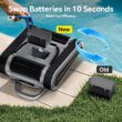 RERIOU Cordless Robotic Pool Cleaner -Pool Vacuum 180W Brushless Motor, 45,000Pa Suction, Wall Climbing, Sonar Navigation