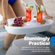 Step2 Vero Side Table with Serving Tray, Outdoor/Indoor Waterproof Patio Furniture, Use in Pools Up to 9" Water or Poolside Ledge, White