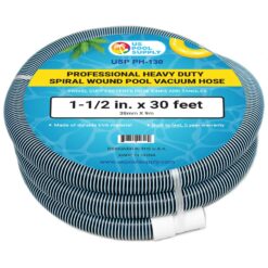 U.S. Pool Supply Pool Vacuum Hose - 1-1/2" x 30' Professional Heavy Duty Pool Hose for Inground, Spiral Wound with Kink-Free Swivel Cuff