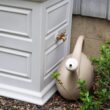 Good Ideas Savannah Elevated Garden Colonial Style 42 Gallon Rain Saver Barrel with Planter and Two Metal Spigots, Cool Gray