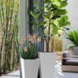 Veradek V-Resin Indoor/Outdoor Taper Planter (White, 30 inch - 2 Pack with 2 Saucer Trays)