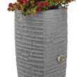 Good Ideas Impressions Riverwalk Rain Barrel with 2 Metal Spigots, 50 Gallon, Dark Granite