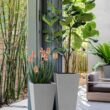 Veradek V-Resin Indoor/Outdoor Taper Planter (Gray, 30 inch - 2 Pack with 2 Saucer Trays)