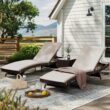 Pamapic Patio Chaise Lounge Set 3 Pieces with Adjustable Backrest and Removable Cushion