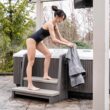 Step2 Hot Tub Storage Steps with Handrails, 2-Step Stool, Waterproof Stairs for Outdoor/Indoor Pool or Jacuzzi, Dark Cedar