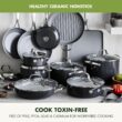 GreenPan Valencia Pro Hard Anodized Healthy Ceramic Nonstick 22 Piece Cookware Pots & Pans Set, Gray