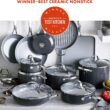 GreenPan Valencia Pro Hard Anodized Healthy Ceramic Nonstick 22 Piece Cookware Pots & Pans Set, Gray