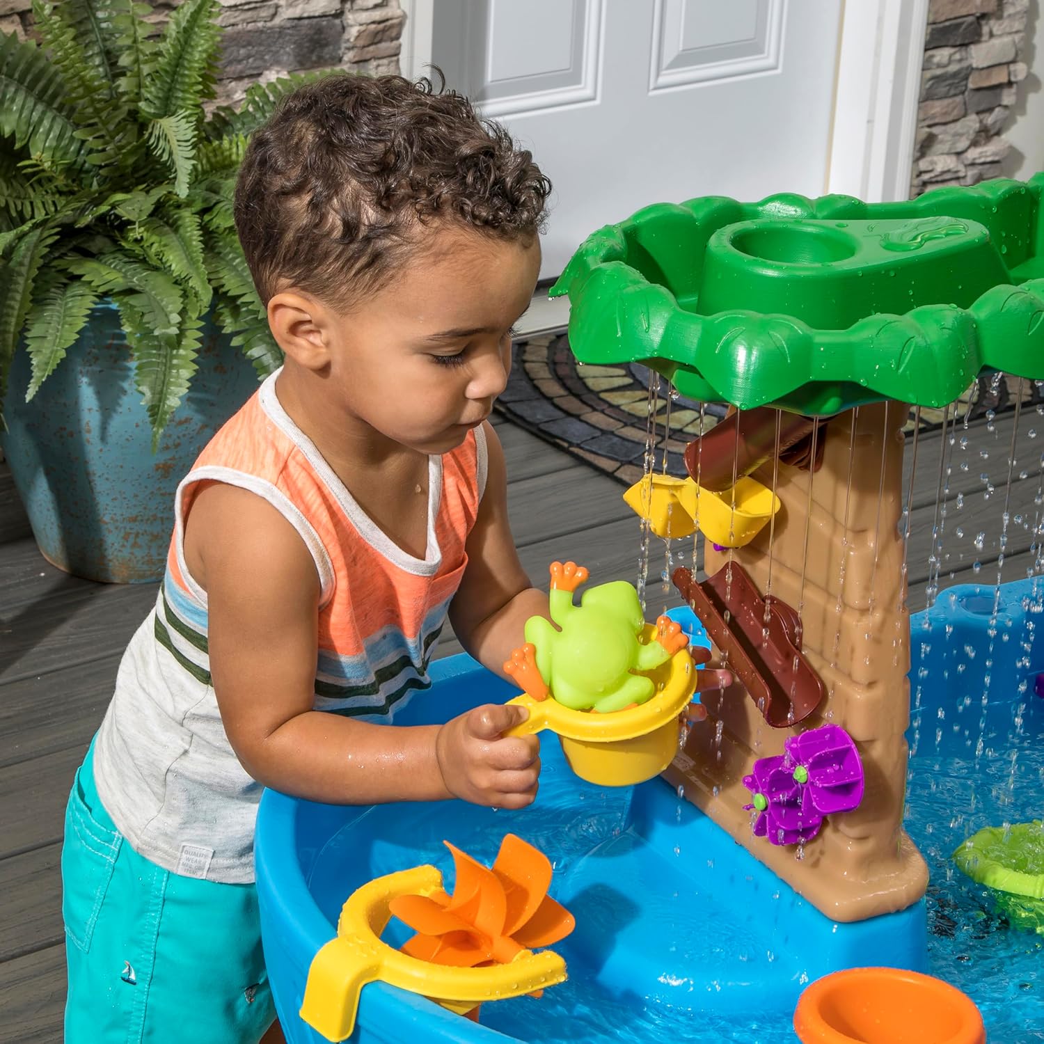Step2 Tropical Rainforest Water Table, Kids Water and Sand Activity Sensory Playset, Summer Outdoor Toys, Blue & Brown Step2 Tropical Rainforest Water Table, Kids Water and Sand Activity Sensory Playset, Summer Outdoor Toys, Blue & Brown - Image 6