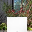 Veradek Block Series Span Plastic Planter - Tall Rectangular Planter for Indoor or Outdoor Patio/Porch, White, Medium - 2 Pack