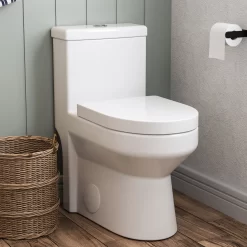 DeerValley DV-1F52812 DeerValley Liberty Compact Toilets One-Piece Toilet With High-Efficiency Flush Round Toilet for Space-Saving Floor Mounted (Seat Included)