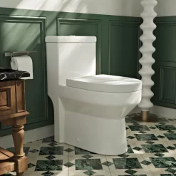 DeerValley DV-1F52813 Liberty Compact Toilet, Modern One-Piece Round Toilet with Dual Flush, Easy Cleaning Fully Skirted Design(Seat Included)