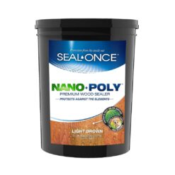 Seal-Once Nano+Poly Penetrating Wood Sealer with Polyurethane - Premium Waterproof Sealant - 5 Gallon & Light Brown