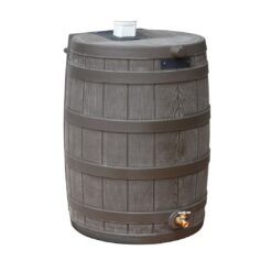 Good Ideas Rain Wizard 50 Gallon Plastic Rain Barrel for Outdoor Rainwater Collection, Oak