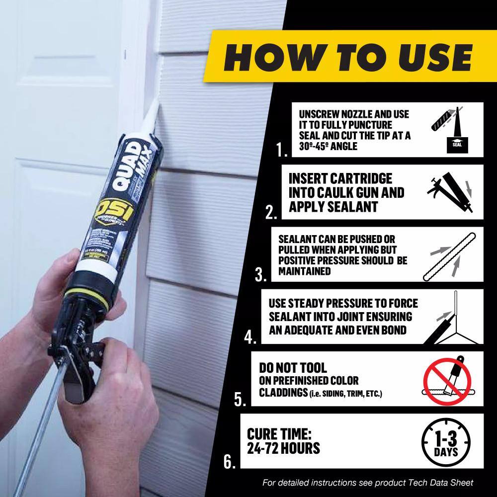 OSI QUAD Max 9.5 fl. oz. Beige #465 Exterior, Window, Door, and Siding Caulk Sealant (12-pack) OSI QUAD Max 9.5 fl. oz. Beige #465 Exterior, Window, Door, and Siding Caulk Sealant (12-pack) - Image 4