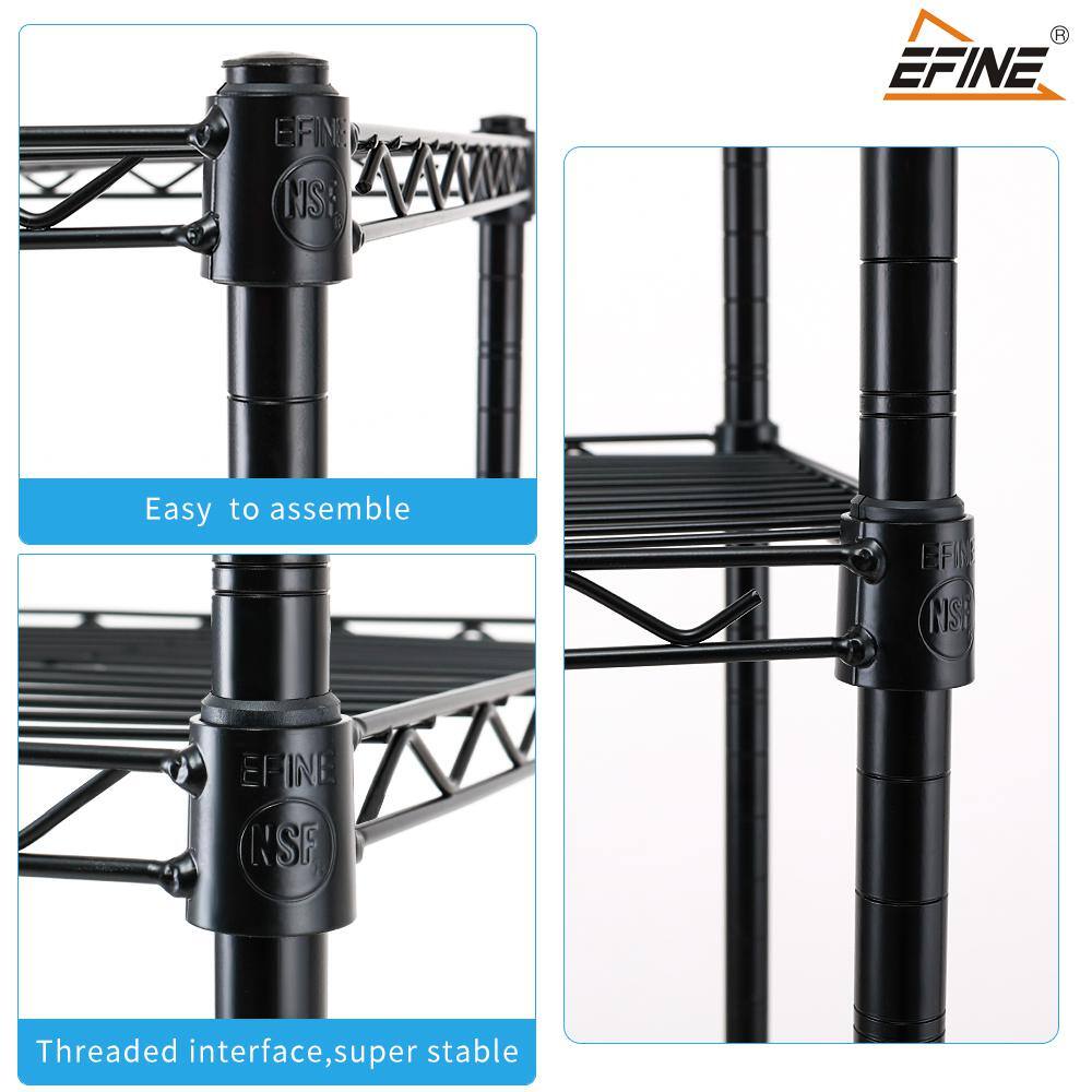 EFINE Black 5-Tier Rolling Carbon Steel Wire Garage Storage Shelving Unit with Casters (30 in. W x 63 in. H x 14 in. D) EFINE Black 5-Tier Rolling Carbon Steel Wire Garage Storage Shelving Unit with Casters (30 in. W x 63 in. H x 14 in. D) - Image 5