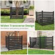 Ares 38 in. x 46 in. Black Garden Fence W/Post And No-Dig Steel Cone Anchor Recycled Plastic Privacy Fence Panel(4-Pack)