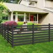 Ares 38 in. x 46 in. Black Garden Fence W/Post And No-Dig Steel Cone Anchor Recycled Plastic Privacy Fence Panel(4-Pack)