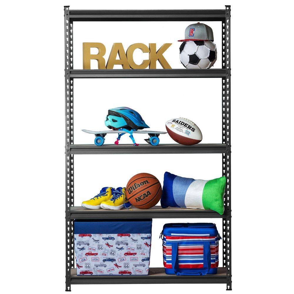 KING'S RACK Black 5-Tier Boltless Tier Height Adjustable Steel Garage Storage Rack Shelving Units (36" W x 18" D x 72" H) KING'S RACK Black 5-Tier Boltless Tier Height Adjustable Steel Garage Storage Rack Shelving Units (36" W x 18" D x 72" H) - Image 2