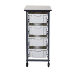 Luxor 17 in. x 20 in. Mobile Bin Storage Cart Single Row and Double Bin in Black Frame