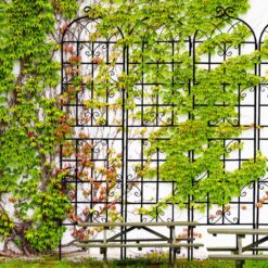 Tunearary 7.2 ft. Black Outdoor Metal Rustproof Garden Trellis, (2-Pack)