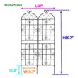 Tunearary 7.2 ft. Black Outdoor Metal Rustproof Garden Trellis, (2-Pack)