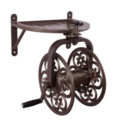 LIBERTY GARDEN 125 ft. Bronze Steel Rotating Wall Mounted Garden Hose Reel
