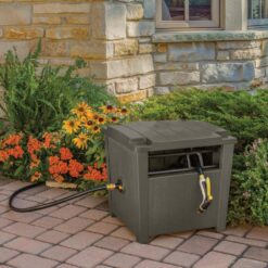 Suncast 150 ft. Farmington Smart Tube Hose Hideaway with Brass Connections, Stoney