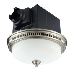 Akicon 110 CFM Ceiling Bathroom Exhaust Fan with LED Light and Nightlight, Round Frosted Glass Cover Brushed Nickel Grille