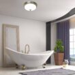 Akicon 110 CFM Ceiling Bathroom Exhaust Fan with LED Light and Nightlight, Round Frosted Glass Cover Brushed Nickel Grille