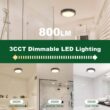 Akicon Bathroom Exhaust Fan Light, 80 CFM 2-Sones, 15-Watt Dimmable 3000K/4000K/5500K 3CCT LED Light (Brushed Nickel)