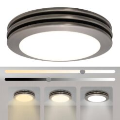 Akicon Bathroom Exhaust Fan Light, 80 CFM 2-Sones, 15-Watt Dimmable 3000K/4000K/5500K 3CCT LED Light (Brushed Nickel)