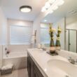Akicon Bathroom Exhaust Fan Light, 80 CFM 2-Sones, 15-Watt Dimmable 3000K/4000K/5500K 3CCT LED Light (Brushed Nickel)
