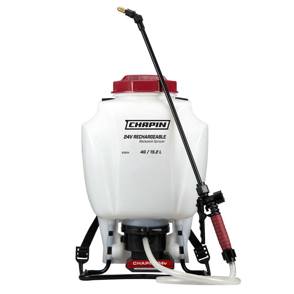 Chapin 4 Gal. Rechargeable 24V Lithium-Ion Battery Powered Backpack Sprayer Chapin 4 Gal. Rechargeable 24V Lithium-Ion Battery Powered Backpack Sprayer