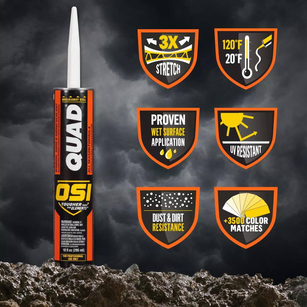 OSI QUAD Advanced 10 oz. Clear #000 Exterior, Window, Door, and Siding Caulk Sealant (12-pack) OSI QUAD Advanced 10 oz. Clear #000 Exterior, Window, Door, and Siding Caulk Sealant (12-pack) - Image 2