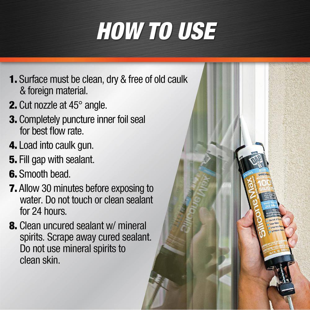 DAP Silicone Max 2.8 oz. Clear Premium Window, Door and Siding Silicone Sealant (12-Pack) DAP Silicone Max 2.8 oz. Clear Premium Window, Door and Siding Silicone Sealant (12-Pack) - Image 6