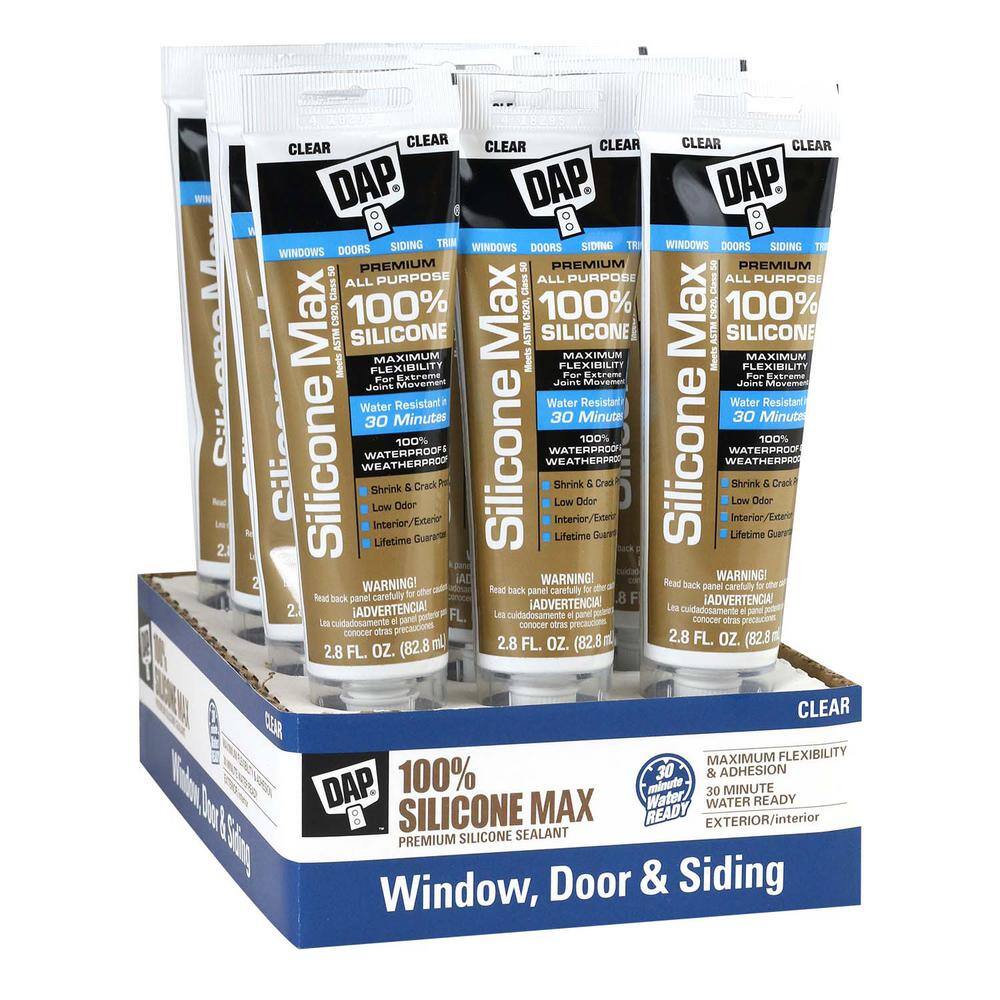 DAP Silicone Max 2.8 oz. Clear Premium Window, Door and Siding Silicone Sealant (12-Pack) DAP Silicone Max 2.8 oz. Clear Premium Window, Door and Siding Silicone Sealant (12-Pack)