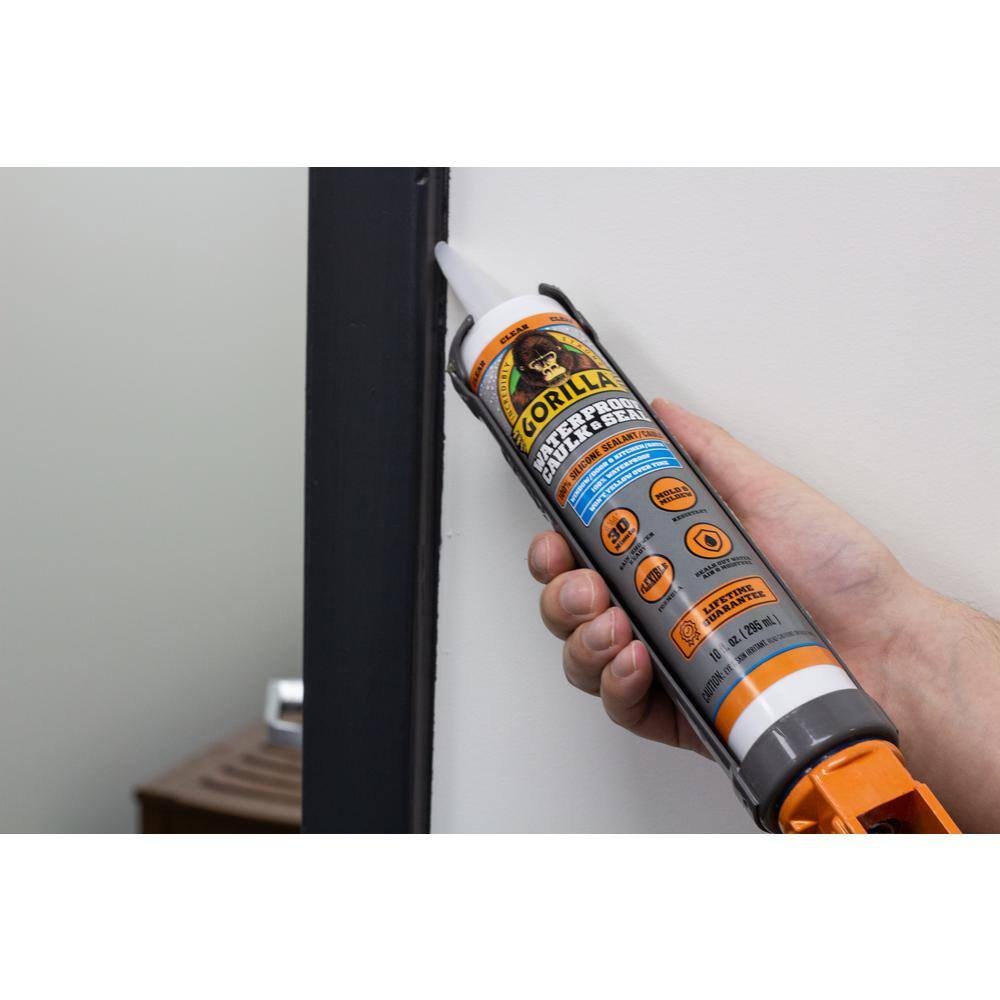 Gorilla 10 oz. Waterproof Caulk and Seal 100% Silicone Sealant Clear ( 12-Pack) Gorilla 10 oz. Waterproof Caulk and Seal 100% Silicone Sealant Clear ( 12-Pack) - Image 6