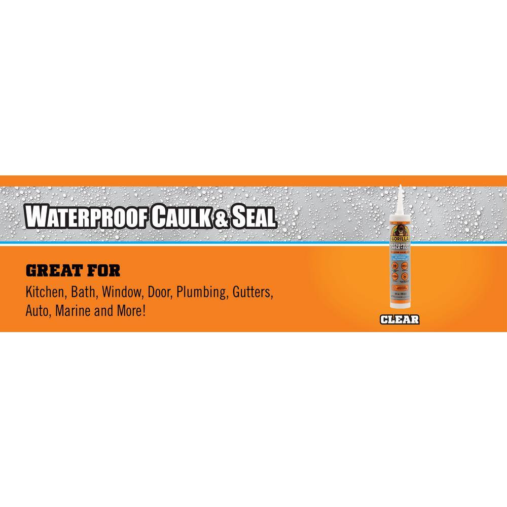 Gorilla 10 oz. Waterproof Caulk and Seal 100% Silicone Sealant Clear ( 12-Pack) Gorilla 10 oz. Waterproof Caulk and Seal 100% Silicone Sealant Clear ( 12-Pack) - Image 3