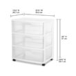 Sterilite 13.25 in. W x 7 in. H x 19.12 in. D Clear Stackable Pull-Out Plastic 3-Drawer Storage (3-Pack)