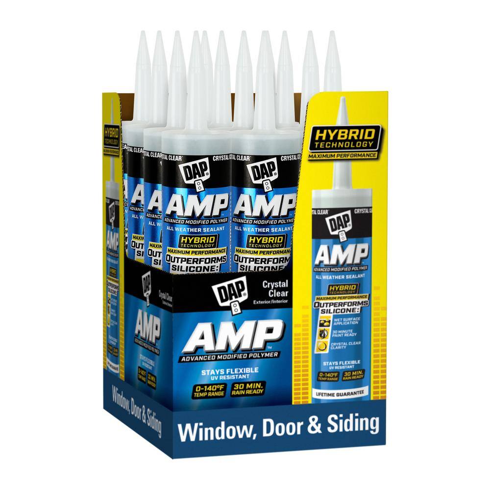 DAP AMP Advanced Modified 9 oz. Crystal Clear Polymer All Weather Window, Door and Siding Sealant (12-Pack) DAP AMP Advanced Modified 9 oz. Crystal Clear Polymer All Weather Window, Door and Siding Sealant (12-Pack)