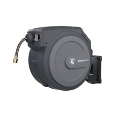 Giraffe Tools AW4012US Garden Retractable Hose Reel-1/2 in.-130 ft., Wall Mounted, Dark Grey