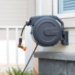 Giraffe Tools AW4012US Garden Retractable Hose Reel-1/2 in.-130 ft., Wall Mounted, Dark Grey