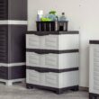 Sunnydaze Heavy-Duty 23.25 in. W x 29.5 in. H x 14 in. D Gray Stackable Pull-Out Polypropylene 3-Drawer Storage Cabinet