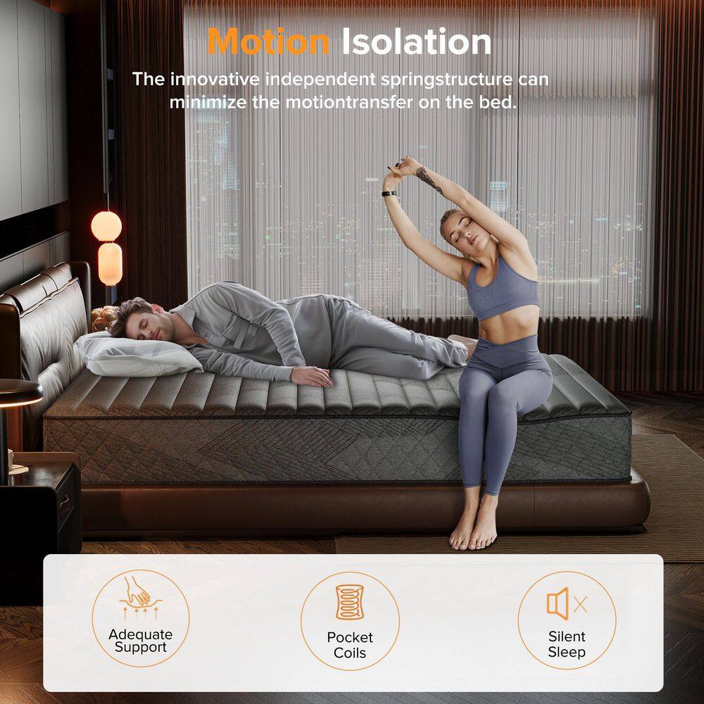 Babo Care King Medium Hybrid Memory Foam 10 in. Breathable and Cooling Motion Isolation Mattress with CertiPUR-US and OEKO-TEX Babo Care King Medium Hybrid Memory Foam 10 in. Breathable and Cooling Motion Isolation Mattress with CertiPUR-US and OEKO-TEX - Image 2