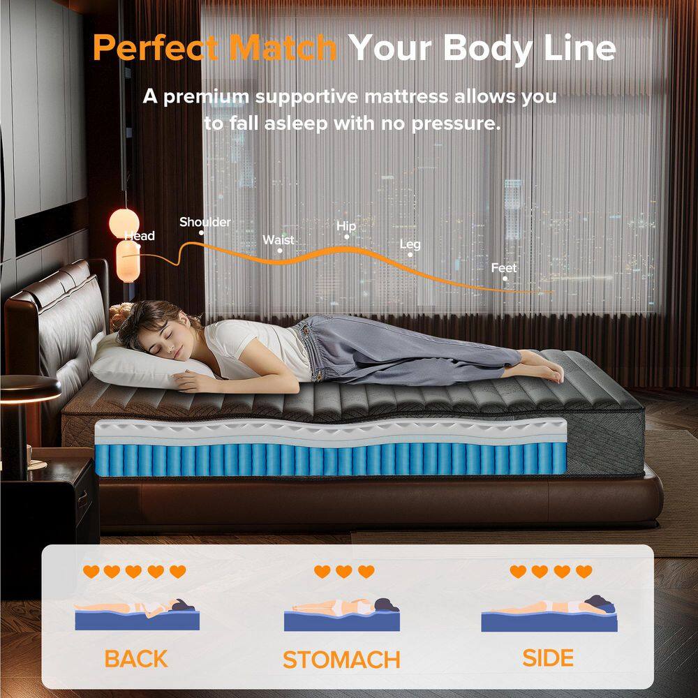 Babo Care King Medium Hybrid Memory Foam 10 in. Breathable and Cooling Motion Isolation Mattress with CertiPUR-US and OEKO-TEX Babo Care King Medium Hybrid Memory Foam 10 in. Breathable and Cooling Motion Isolation Mattress with CertiPUR-US and OEKO-TEX - Image 3