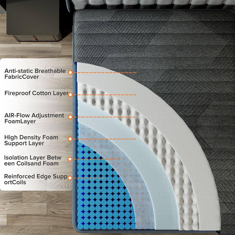 Babo Care King Medium Hybrid Memory Foam 10 in. Breathable and Cooling Motion Isolation Mattress with CertiPUR-US and OEKO-TEX Babo Care King Medium Hybrid Memory Foam 10 in. Breathable and Cooling Motion Isolation Mattress with CertiPUR-US and OEKO-TEX - Image 5