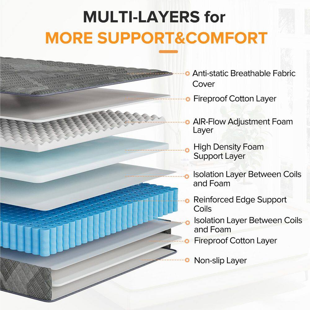 Babo Care King Medium Hybrid Memory Foam 10 in. Breathable and Cooling Motion Isolation Mattress with CertiPUR-US and OEKO-TEX Babo Care King Medium Hybrid Memory Foam 10 in. Breathable and Cooling Motion Isolation Mattress with CertiPUR-US and OEKO-TEX - Image 7