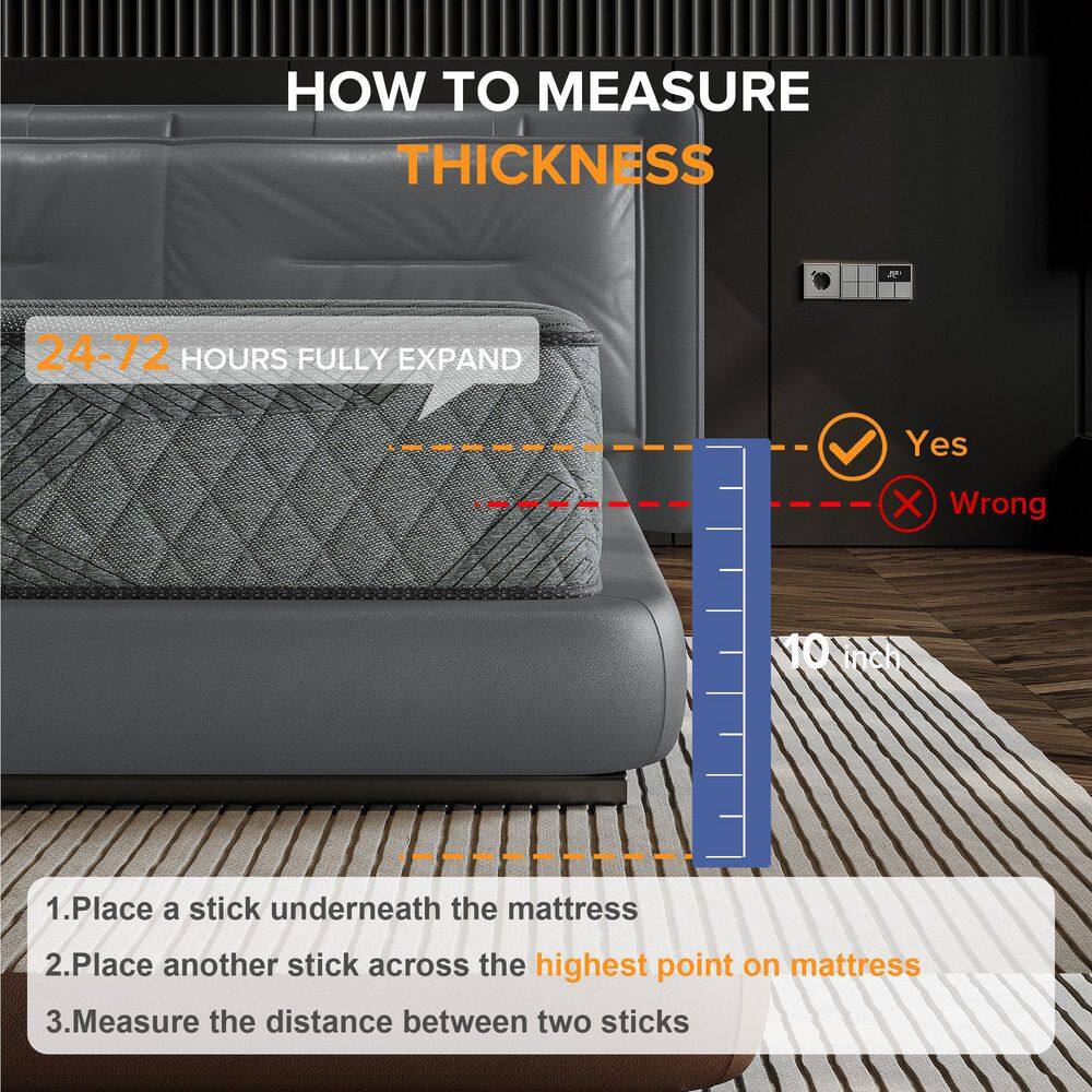 Babo Care King Medium Hybrid Memory Foam 10 in. Breathable and Cooling Motion Isolation Mattress with CertiPUR-US and OEKO-TEX Babo Care King Medium Hybrid Memory Foam 10 in. Breathable and Cooling Motion Isolation Mattress with CertiPUR-US and OEKO-TEX - Image 6
